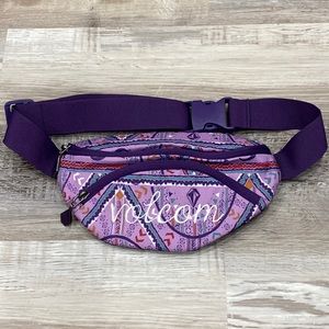 Volcom Purple Signature Logo + Pattern Waist-Fanny Pack